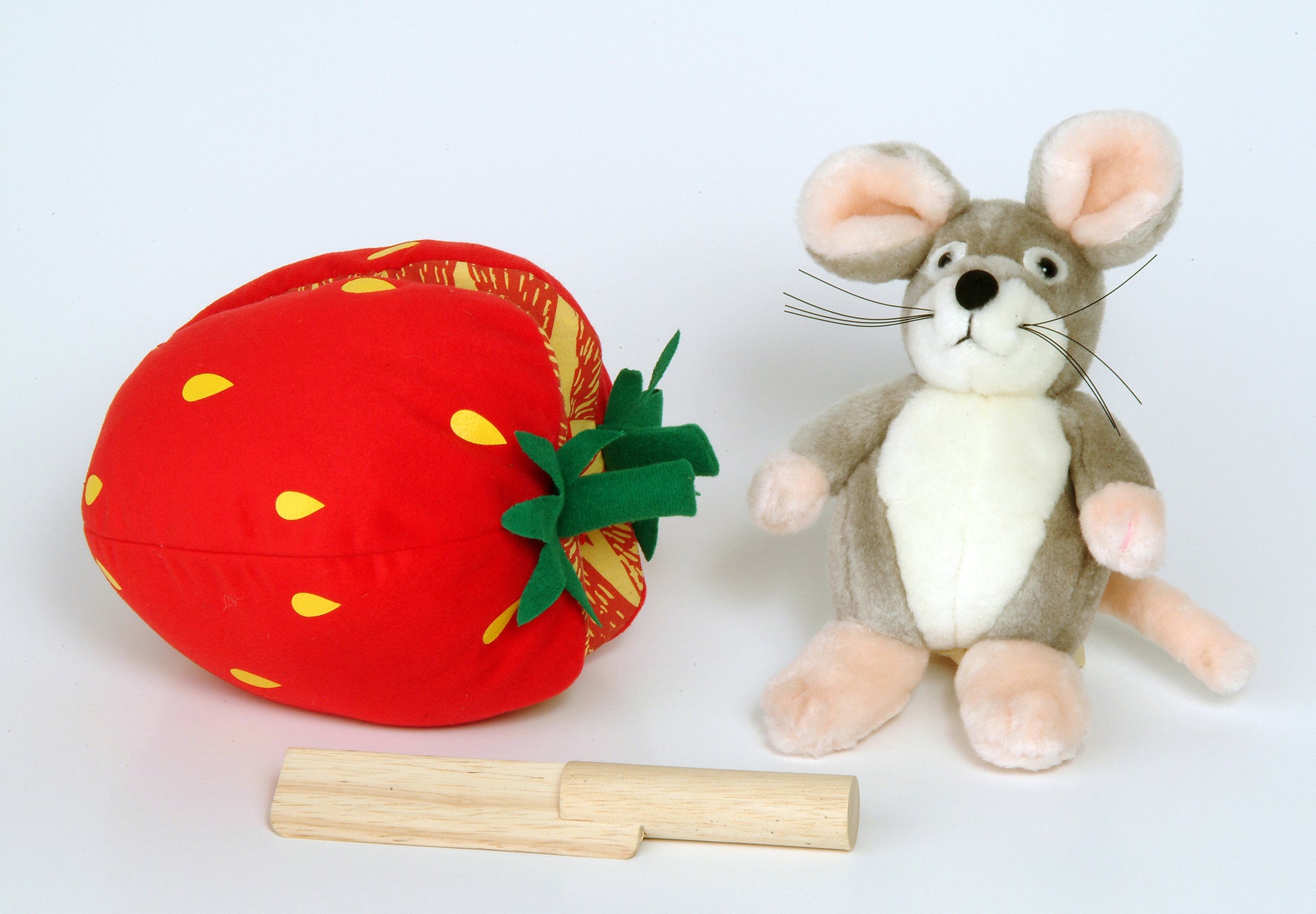 Plush Strawberry and Wooden Knife